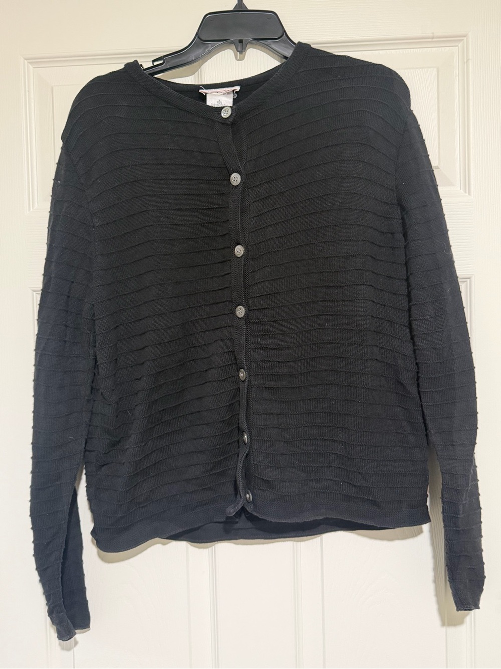 Talbots Black Ribbed Button-Front sweater 100% cotton sweater